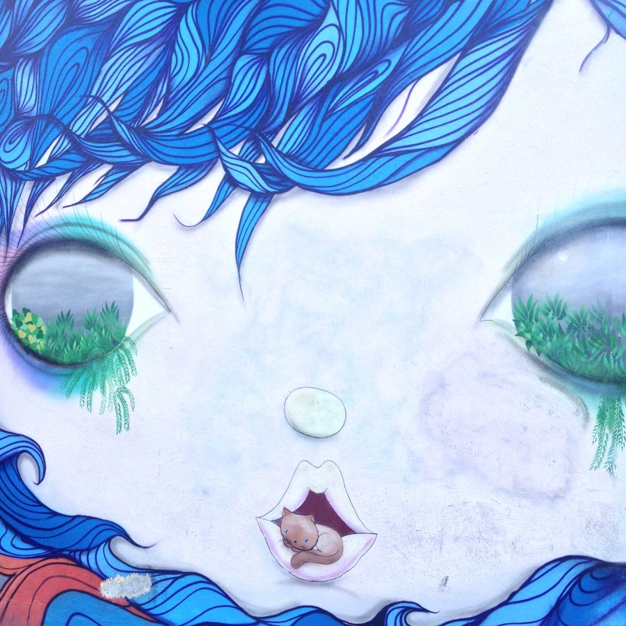 Os Gemeos mural in Wynwood Walls, Miami