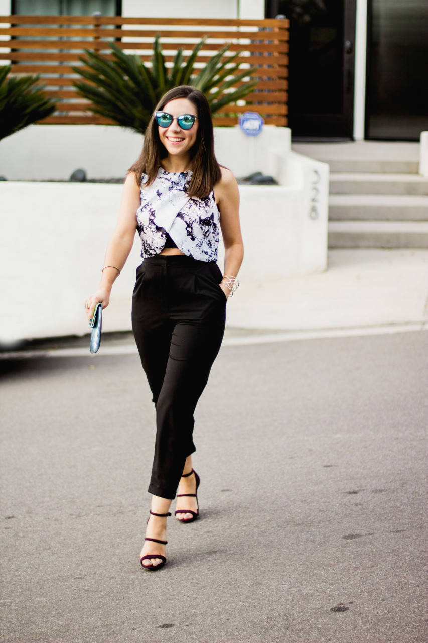 Topshop Kendall and Kylie crop shell top and tapered trousers