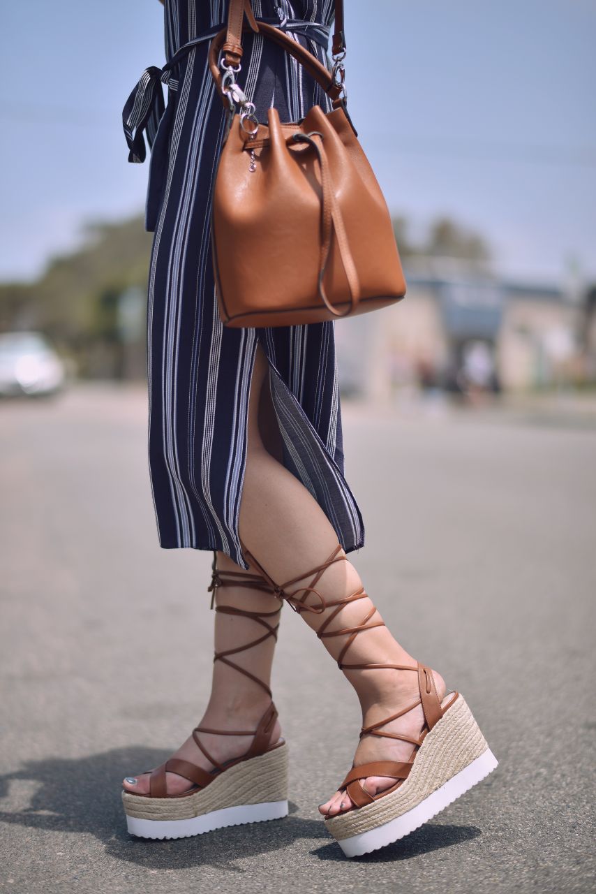 Forever 21 bucket bag and lace-up espadrilles